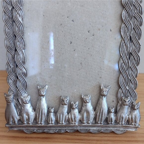Vintage Barron Pewrr Kitten Cats Sitting Picture Frame 3.5" X 5" Photo - Picture 2 of 7
